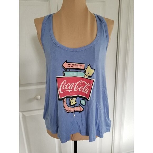 Wildfox x Coca Cola Think of Coke Racerback Tank in Pale Iris (Periwinkle) Sz M - Picture 1 of 7